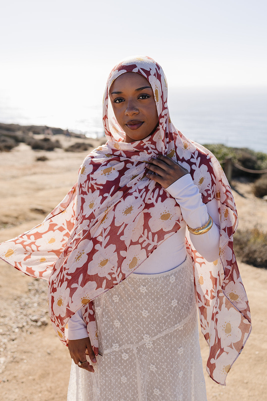 Bamboo Printed Modal Hijab - Clay Blooms