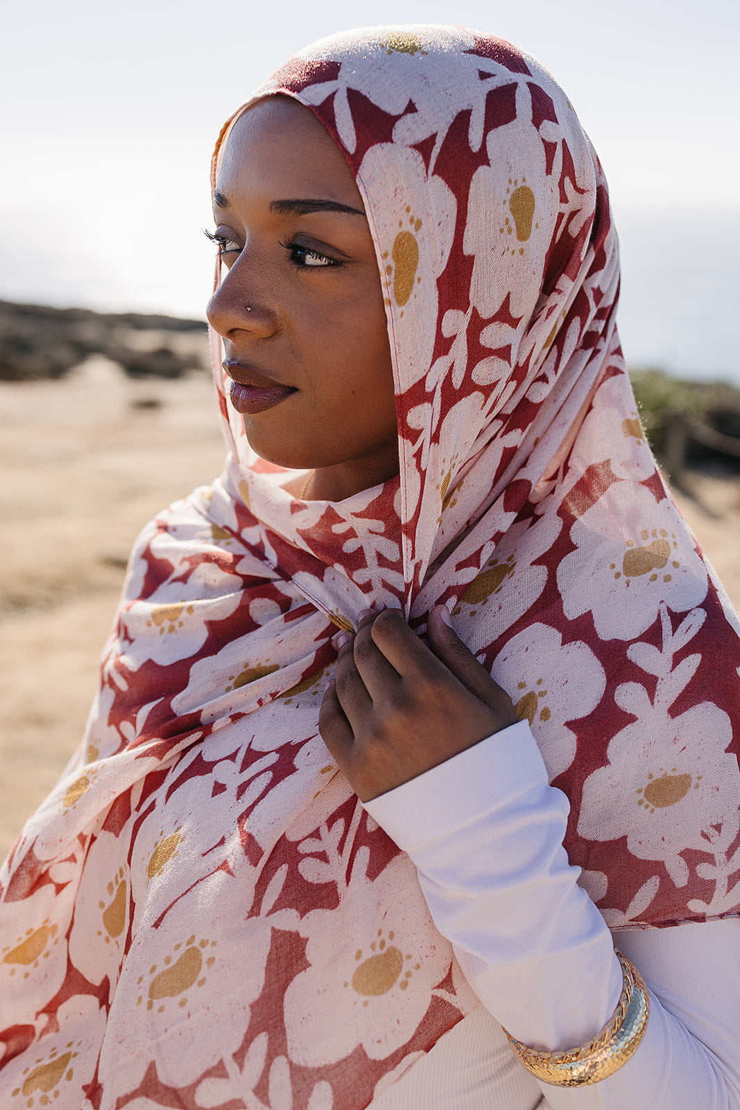 Bamboo Printed Modal Hijab - Clay Blooms