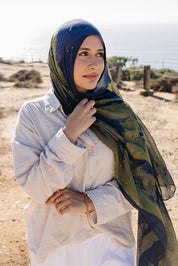 Bamboo Printed Modal Hijab - Midnight Meadow