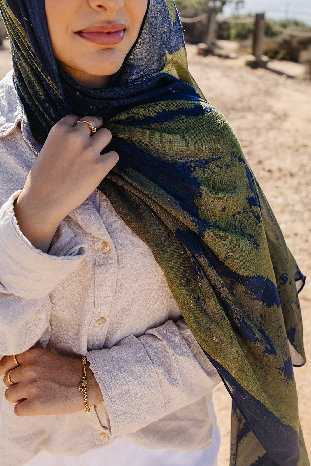 Bamboo Printed Modal Hijab - Midnight Meadow