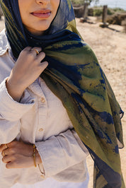 Bamboo Printed Modal Hijab - Midnight Meadow