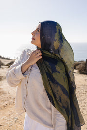 Bamboo Printed Modal Hijab - Midnight Meadow