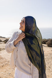 Bamboo Printed Modal Hijab - Midnight Meadow