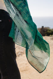 Bamboo Printed Modal Hijab - Green Hand Painted Strokes
