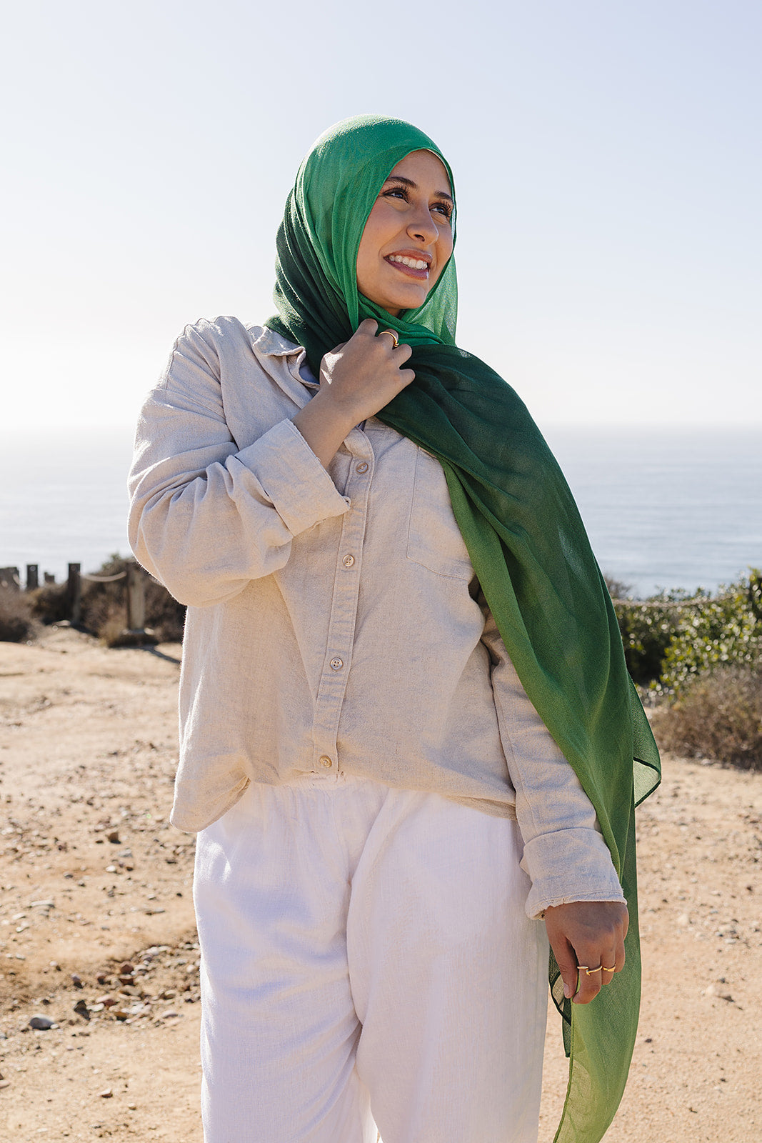 Bamboo Printed Modal Hijab - Green Ombre