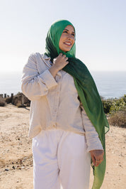 Bamboo Printed Modal Hijab - Green Ombre