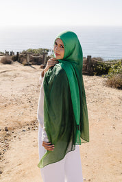 Bamboo Printed Modal Hijab - Green Ombre