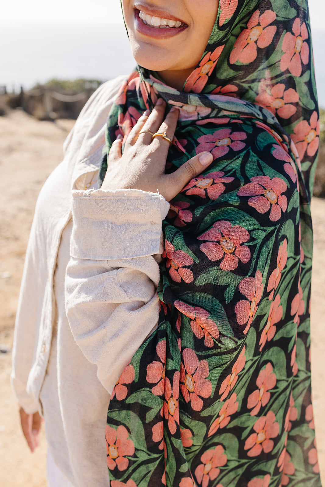 Bamboo Printed Modal Hijab - Floral Drape