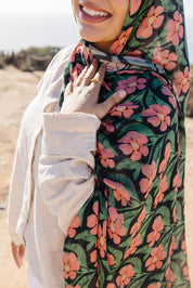 Bamboo Printed Modal Hijab - Floral Drape