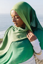 Bamboo Printed Modal Hijab - Green Ombre