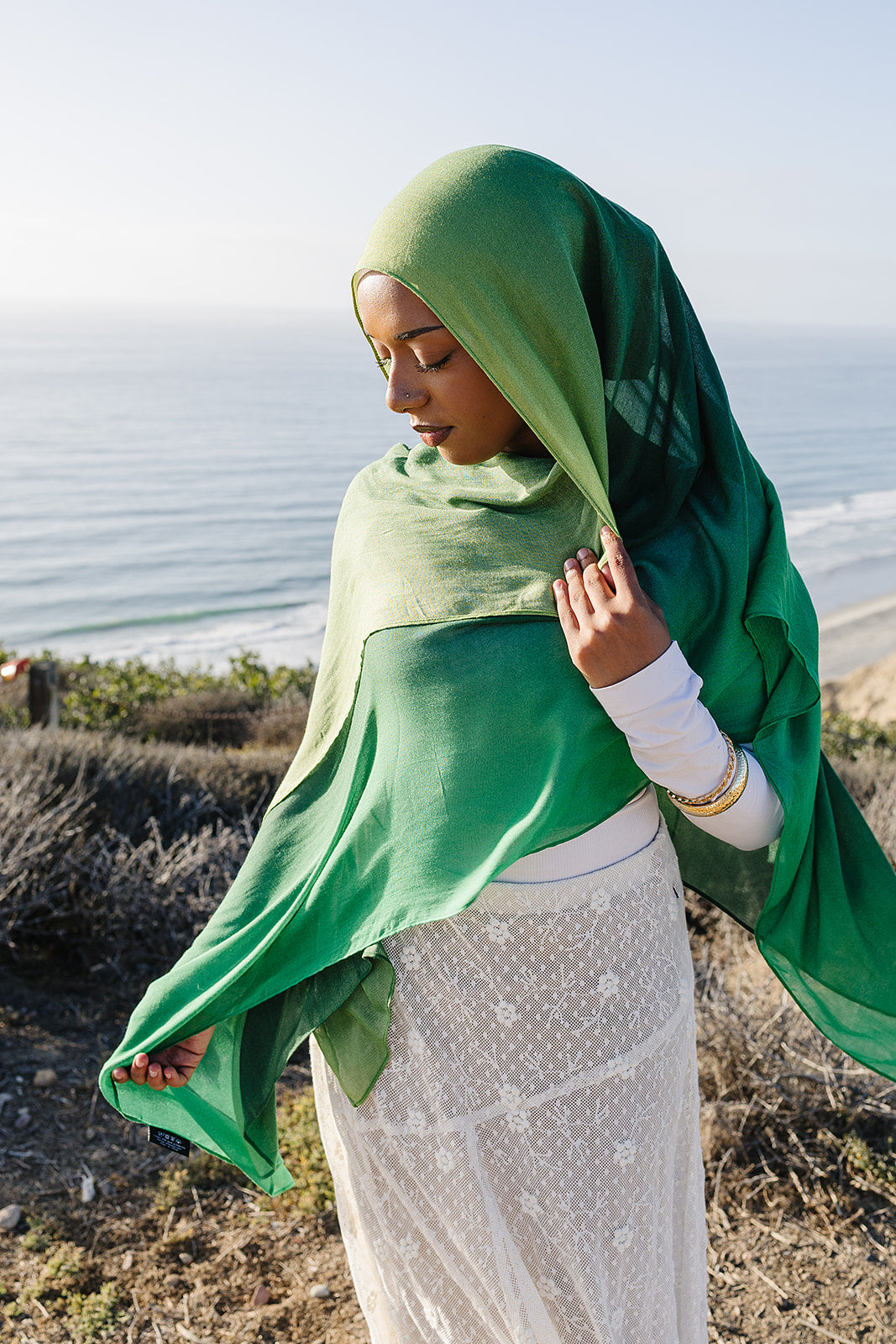 Bamboo Printed Modal Hijab - Green Ombre