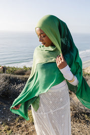 Bamboo Printed Modal Hijab - Green Ombre
