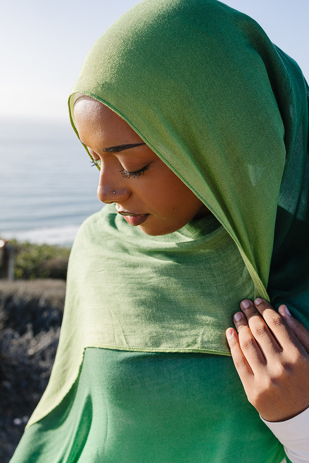Bamboo Printed Modal Hijab - Green Ombre