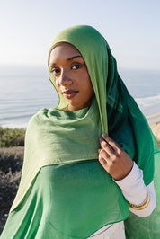 Bamboo Printed Modal Hijab - Green Ombre