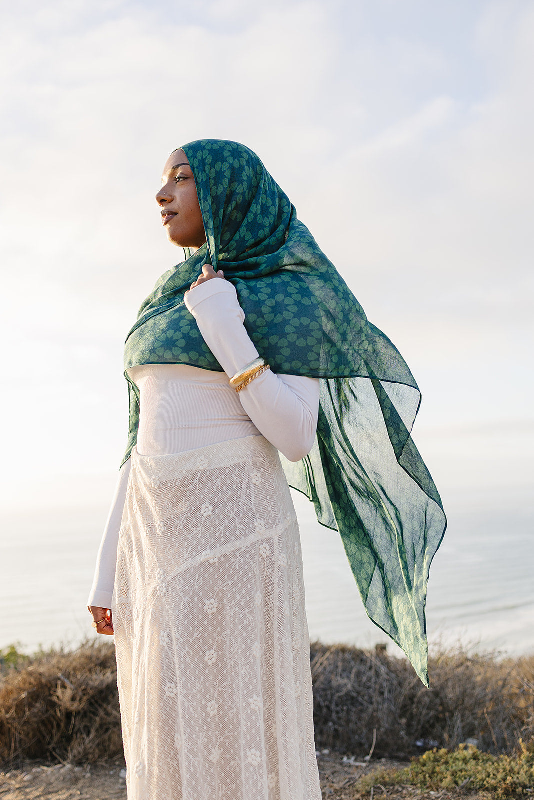 Bamboo Printed Modal Hijab - Alhambra Green