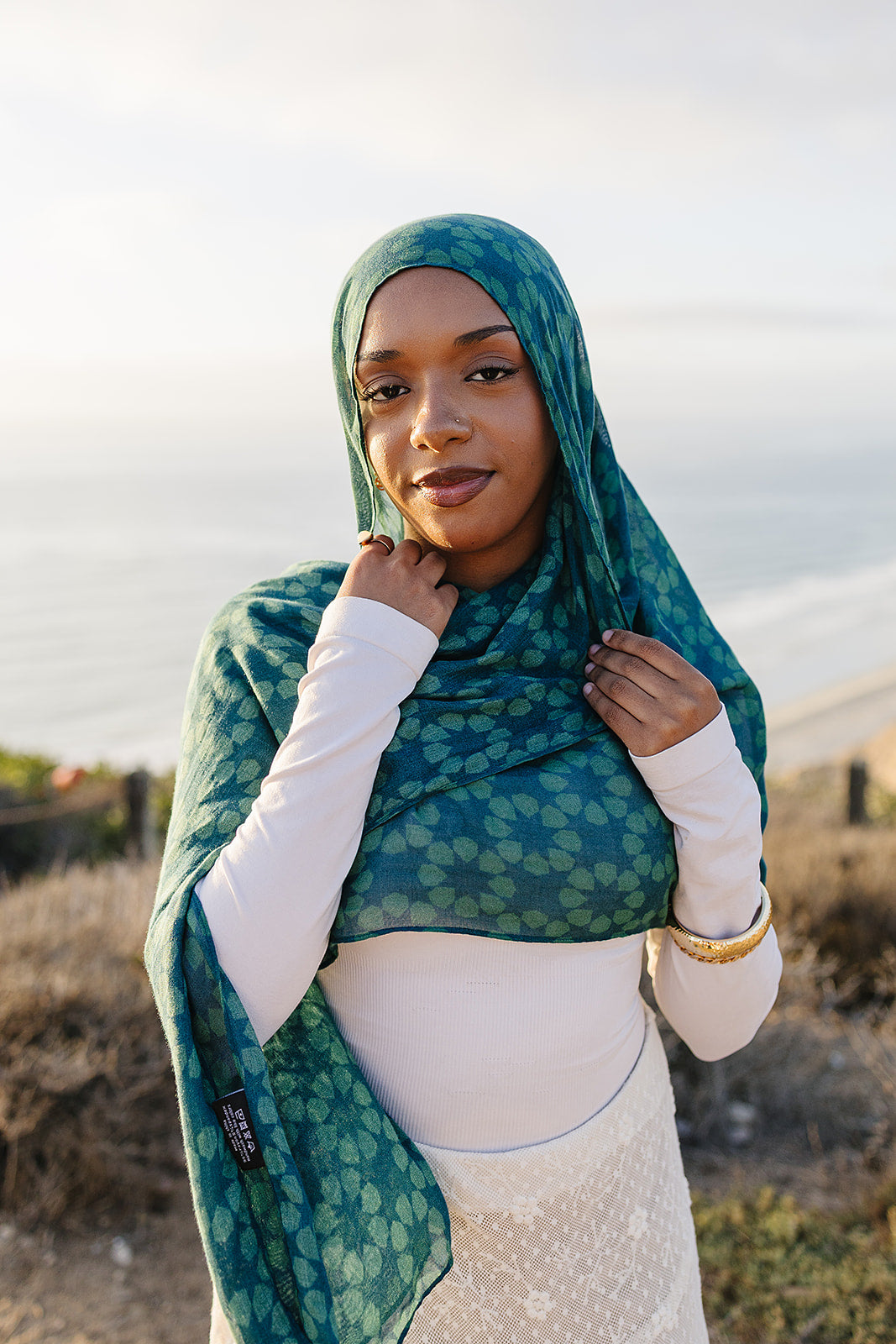 Bamboo Printed Modal Hijab - Alhambra Green