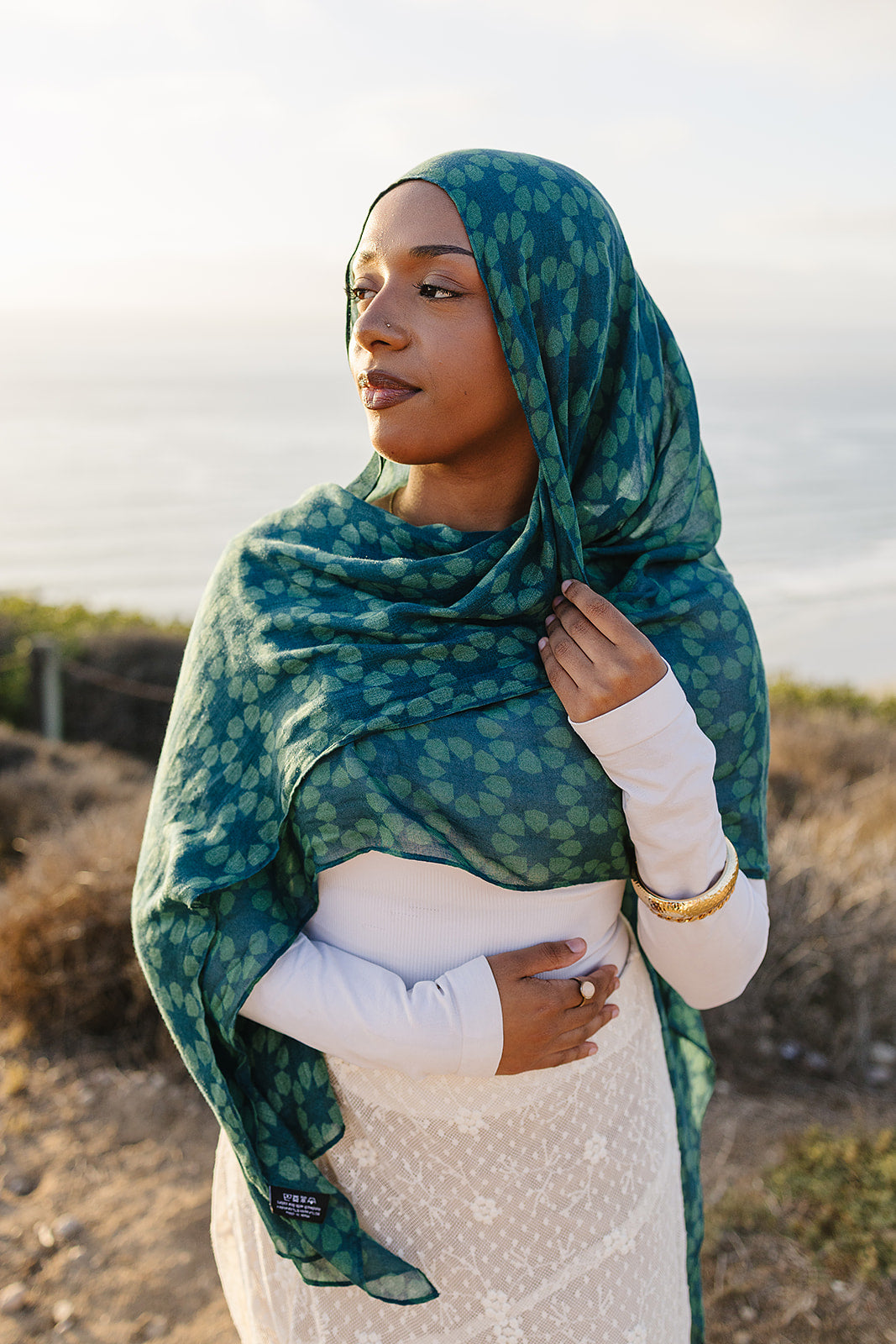 Bamboo Printed Modal Hijab - Alhambra Green