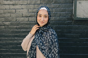 Bamboo Printed Modal Hijab - Leopard Charcoal