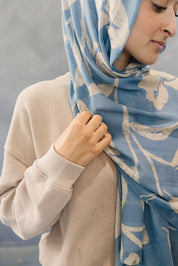 Bamboo Printed Modal Hijab - Garden Florals Blue