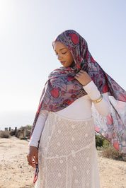 Bamboo Woven Printed Hijab - Pomegranate Molassess