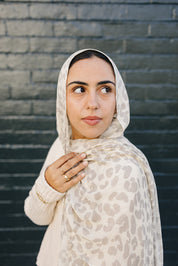 Bamboo Printed Modal Hijab - Leopard Cream