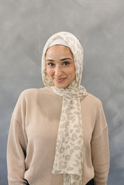Bamboo Printed Modal Hijab - Leopard Cream