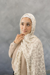 Bamboo Printed Modal Hijab - Leopard Cream