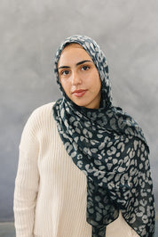 Bamboo Printed Modal Hijab - Leopard Charcoal
