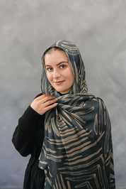 Bamboo Printed Modal Hijab - Abstract Lines