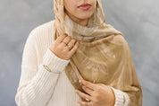 Bamboo Printed Modal Hijab - Pacific Palms Camel