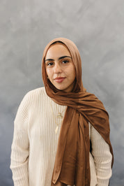 Bamboo Solid Modal Hijab - Dark Brown